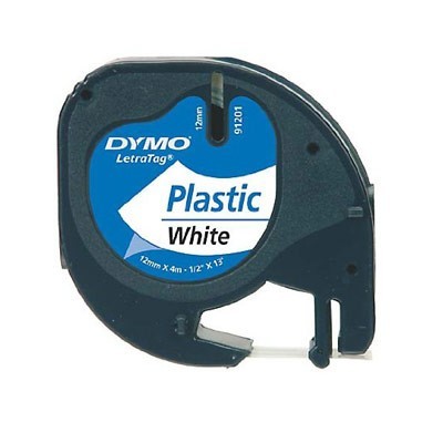 Foto principale Nastro per etichettatrice compatibile Dymo S0721660 LT Plastic da 12 mm (Rotolo 4 metri) NERO SU BIANCO